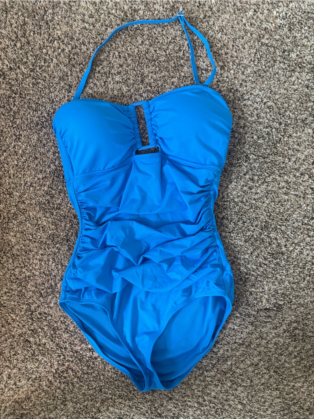 NWOT Anne Cole Bright Blue Ruched One-Piece Swimsuit
